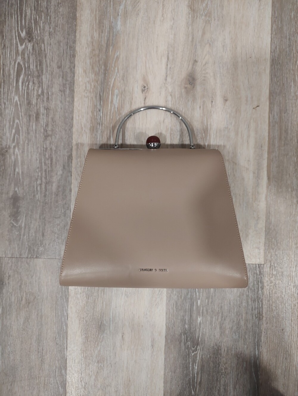 Charles & Keith Taupe Structured Top-Handle Bag